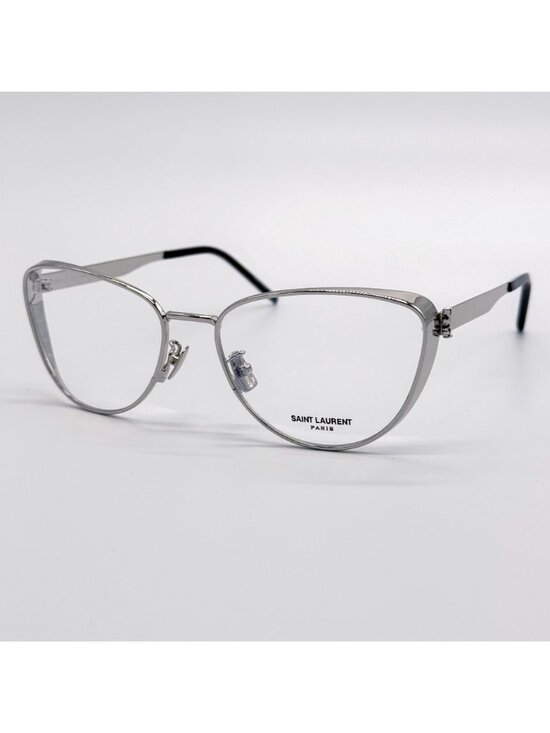 New Saint Laurent Eyeglasses SLM92 001 Silver Cat Eye Women Eyewear main image 5